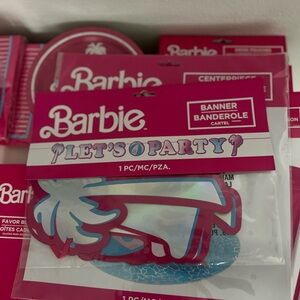 Barbie Let's Party Banner - Pink and Blue